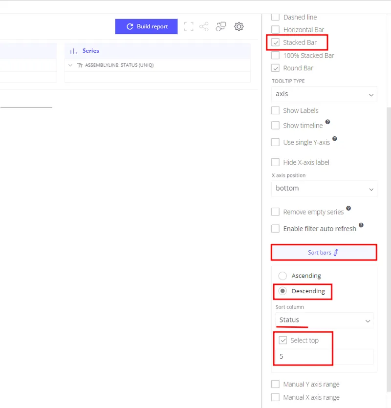 Configure settings to compute top 5 downtime reasons