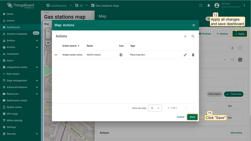 Action in list, click Save