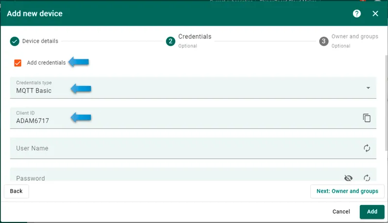 MQTT Basic credentials configuration