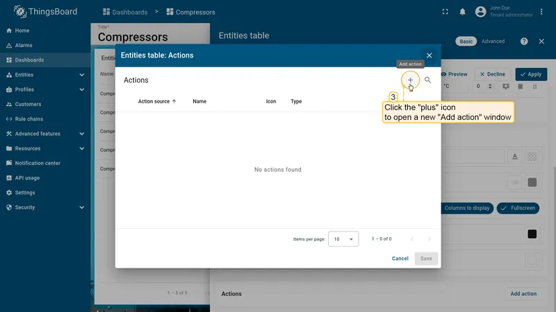 Empty Actions list