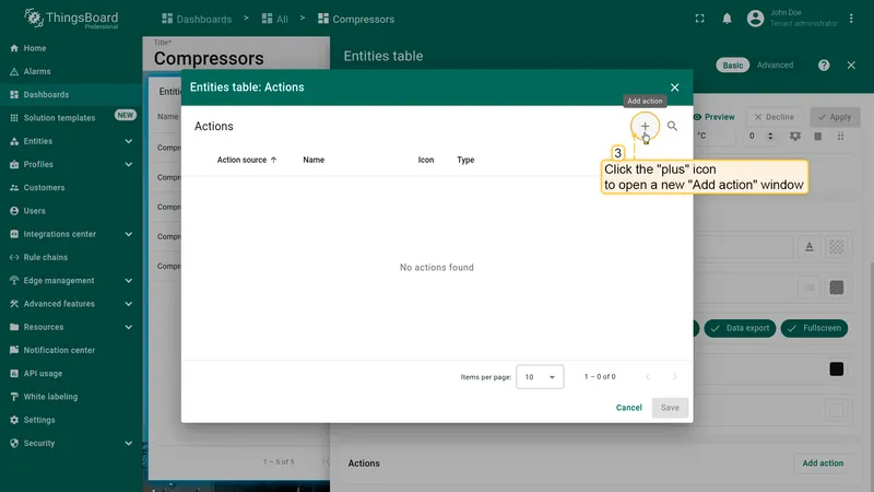 Empty Actions list