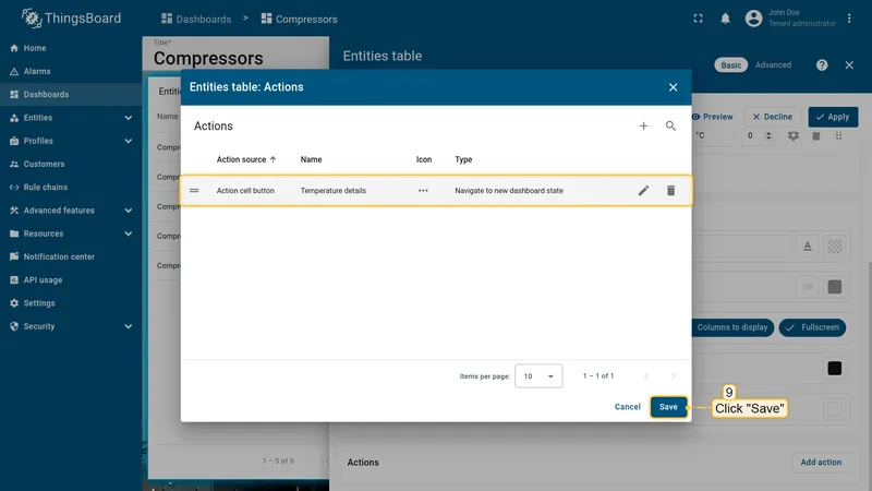 Action in list, click Save
