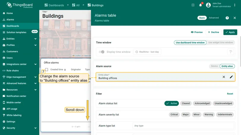 Set entity alias to Building offices