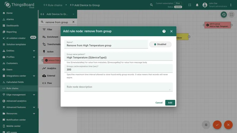 Configure remove from group node