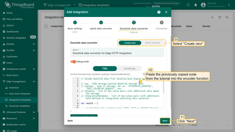 Downlink converter — TBEL encoder