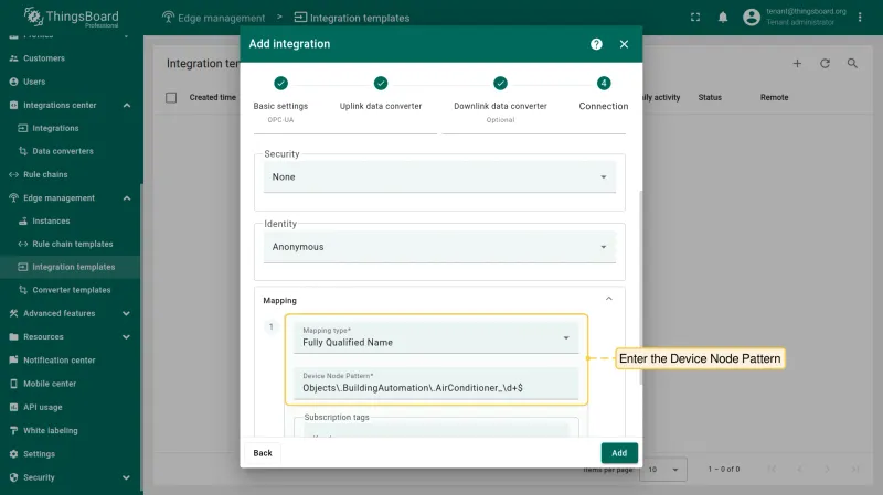 Integration template configuration complete