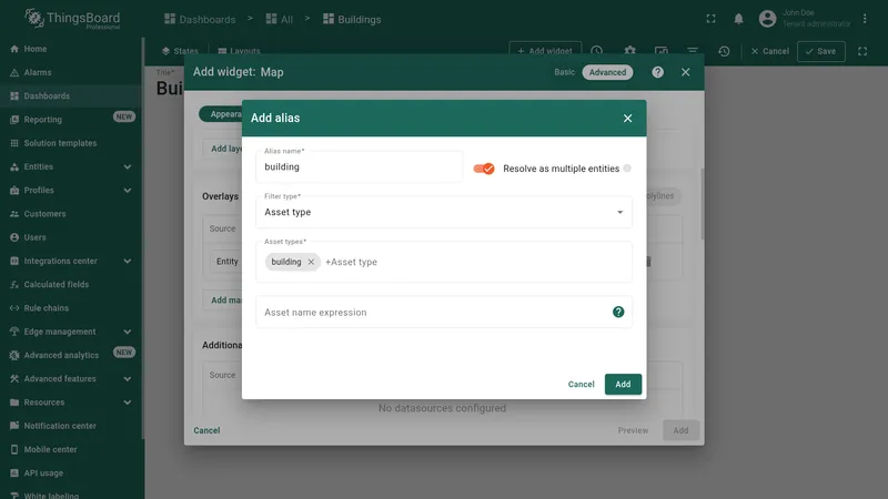 Add alias dialog