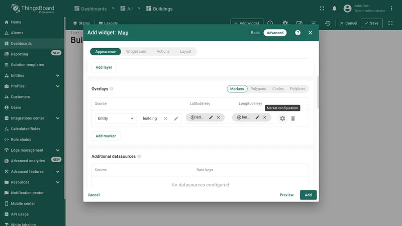 Marker row with alias configured