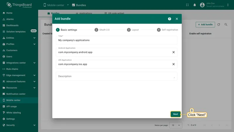 Click Next after configuring applications