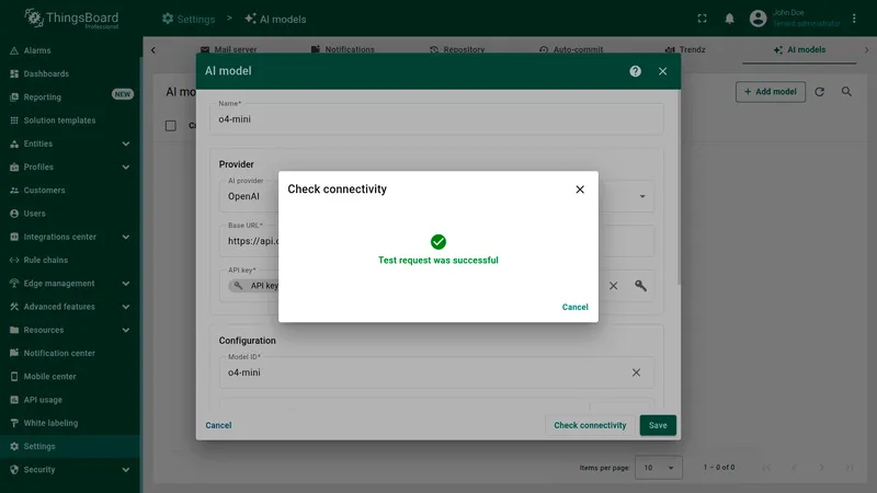 Successful connectivity test