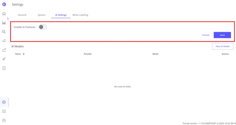 AI Features section in AI Settings