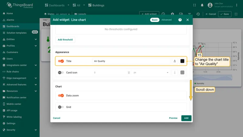 Widget title set to Air Quality