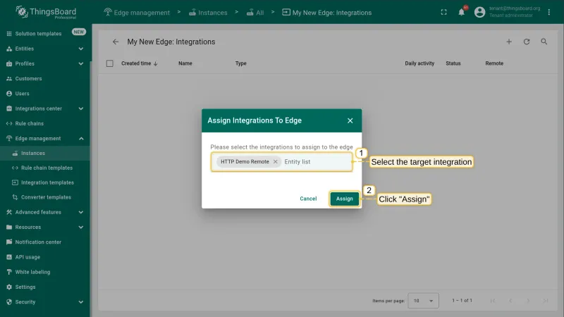 Select integration and click Assign