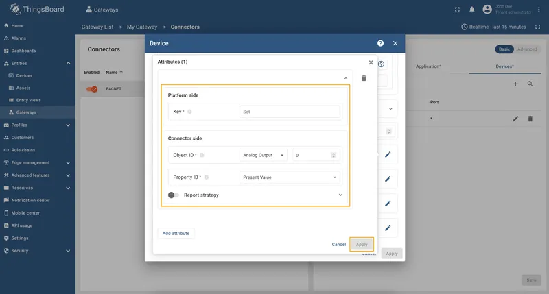 Configure the attribute key