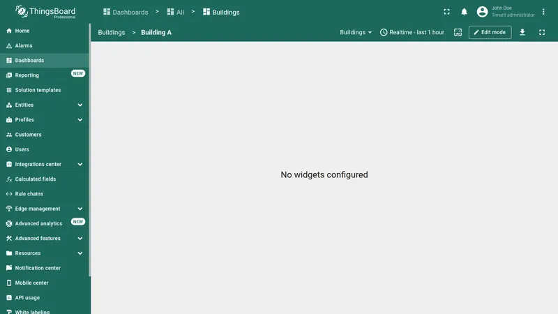 Building state in edit mode with Layouts button in the toolbar