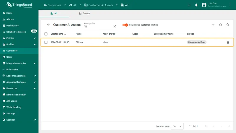 Verify Customer A assets
