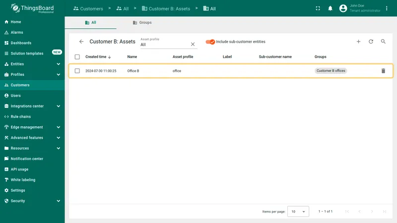 Verify Customer B assets