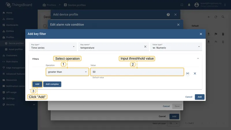 Set condition threshold greater than 50