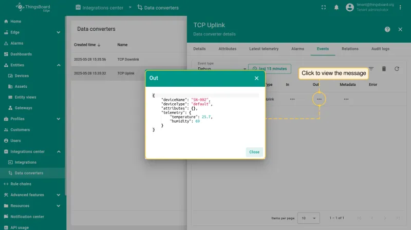 Converter Out message — processed telemetry