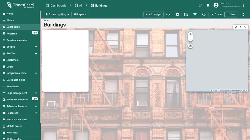 Tooltip displayed on marker click with building details