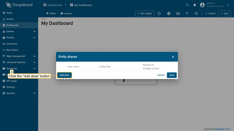 Add alias button