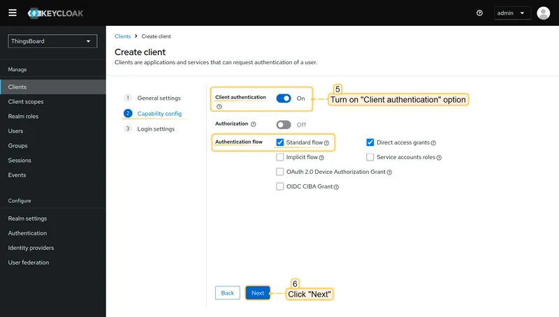 Keycloak client capabilities