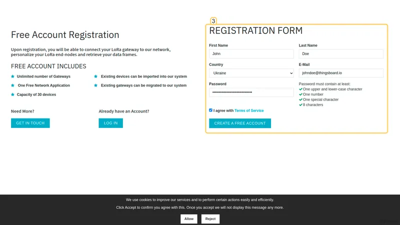LORIOT registration — complete form