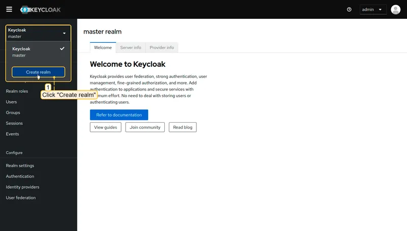 Keycloak realm dropdown