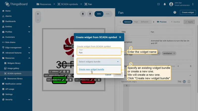 Create widget step 2