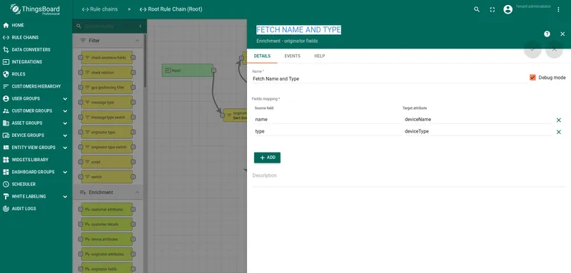 Originator fields enrichment node configuration