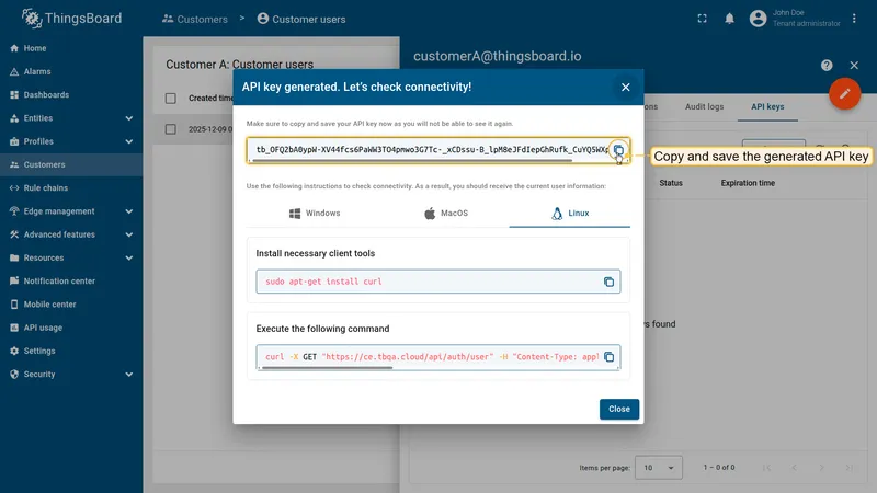 Generate key for user