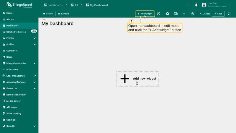 Open dashboard in edit mode