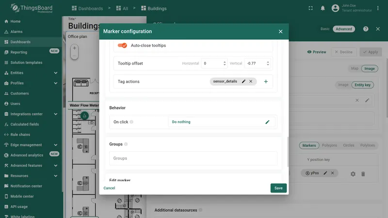 Custom action dialog with navigation function