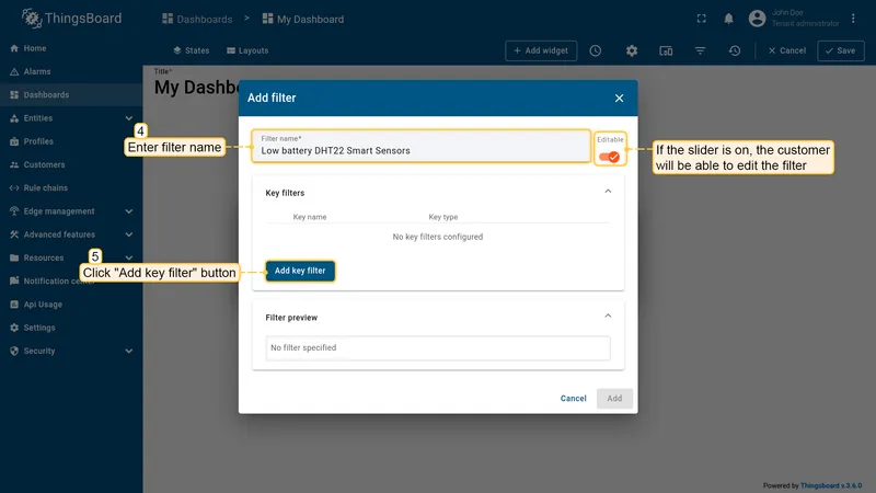 Filter configuration