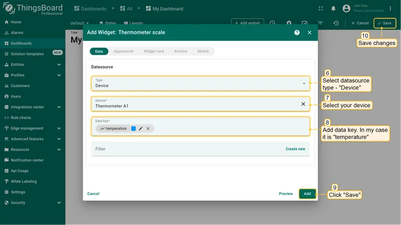 Device datasource configured
