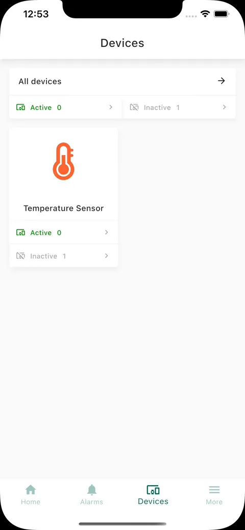 Device details dashboard in mobile app