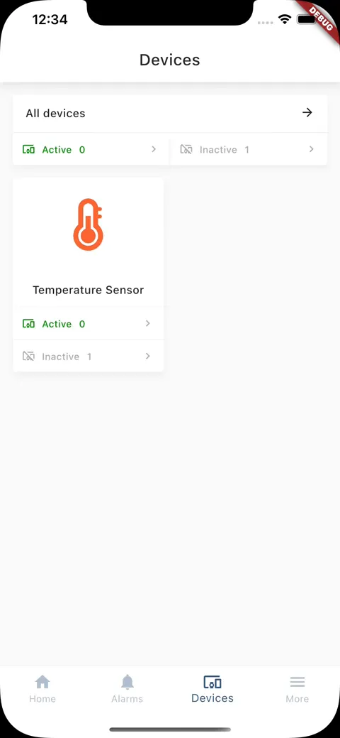 Device details dashboard in mobile app