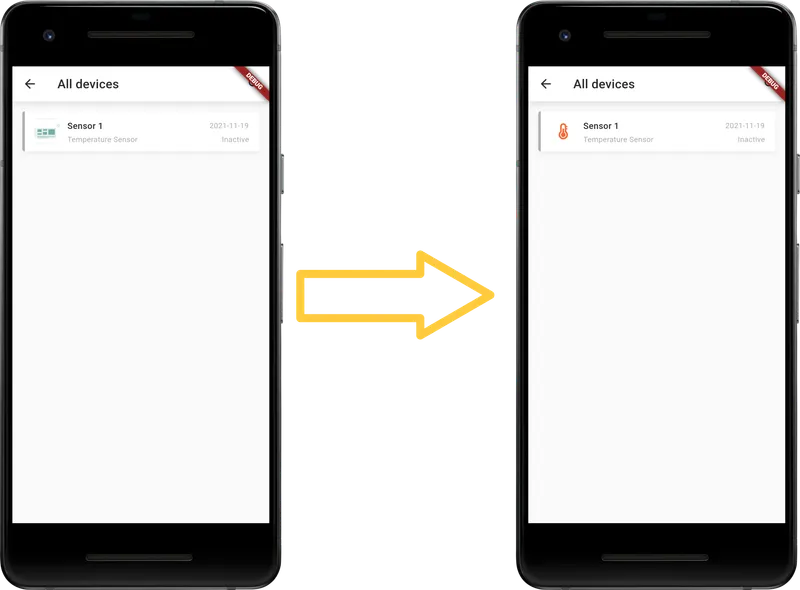 Device icon in mobile app