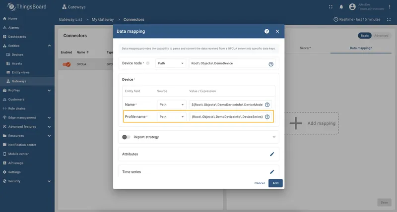 Enter absolute path for device profile