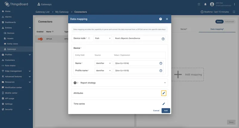 Click on the pencil icon next to the Attributes section
