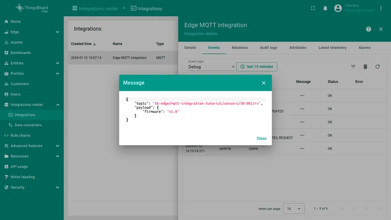 Downlink message payload details