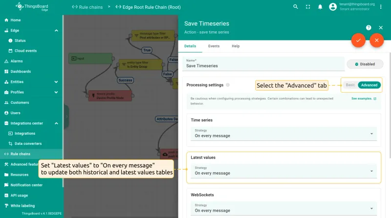 Edge save timeseries node configured to update both latest and historical tables — PE