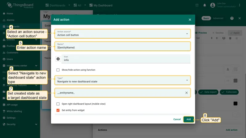 Configure action
