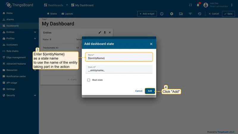 Add dashboard state