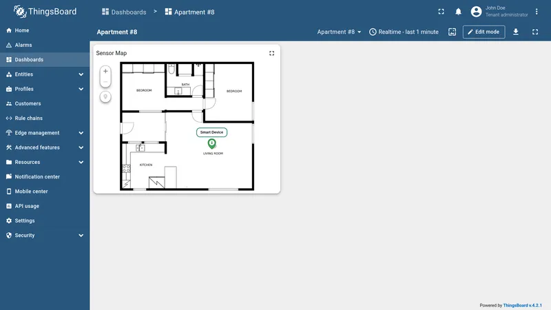 Marker placed on the floor plan