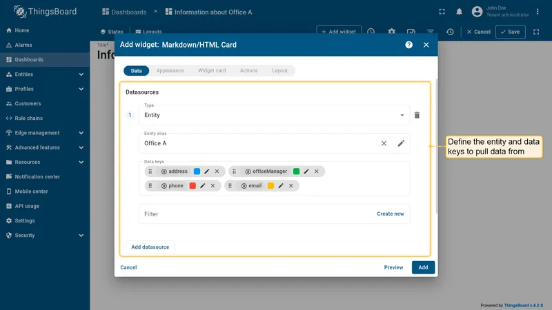 Configure datasource