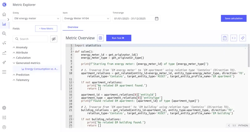 Generated metrics in the Fields Section