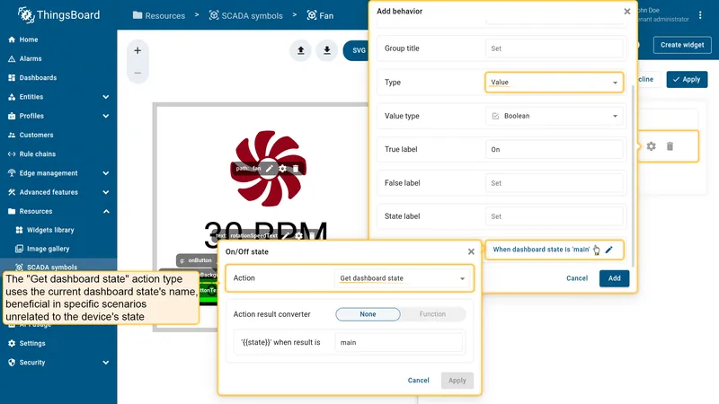 Get dashboard state action type
