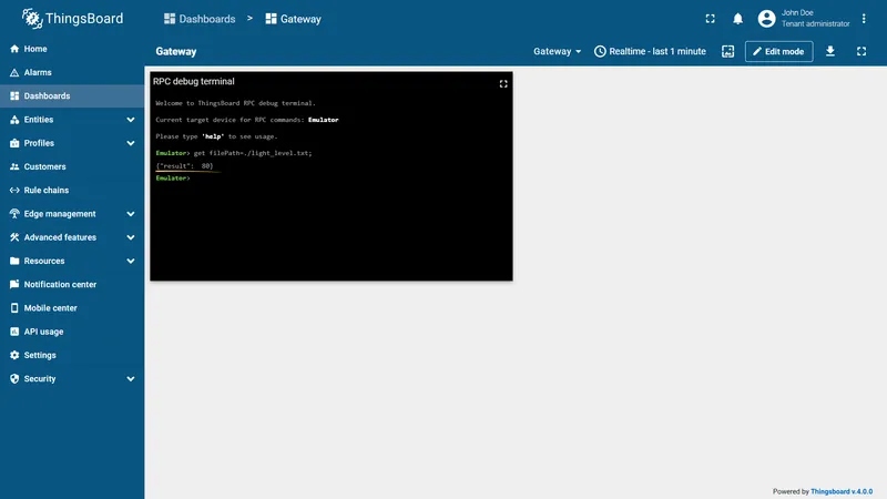 FTP GET RPC confirming the new value was written to the file