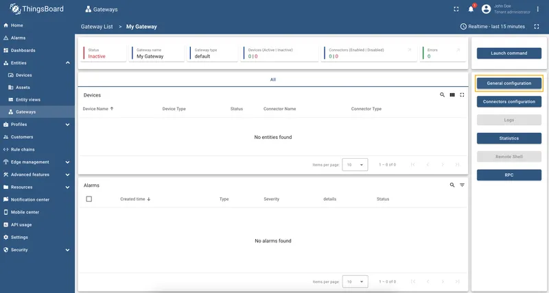 Click General configuration button